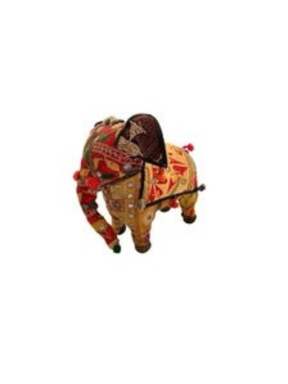 Elephant Figurine Embroidered Patchwork Fabric Boho Style Vintage Folk Art Decor